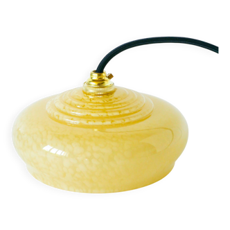 Clichy glass pendant, Pale Yellow, 1930 - 19 x 7 cm