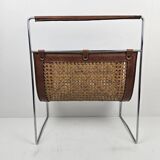 Italian Magazine Rack with Rattan, 1980's