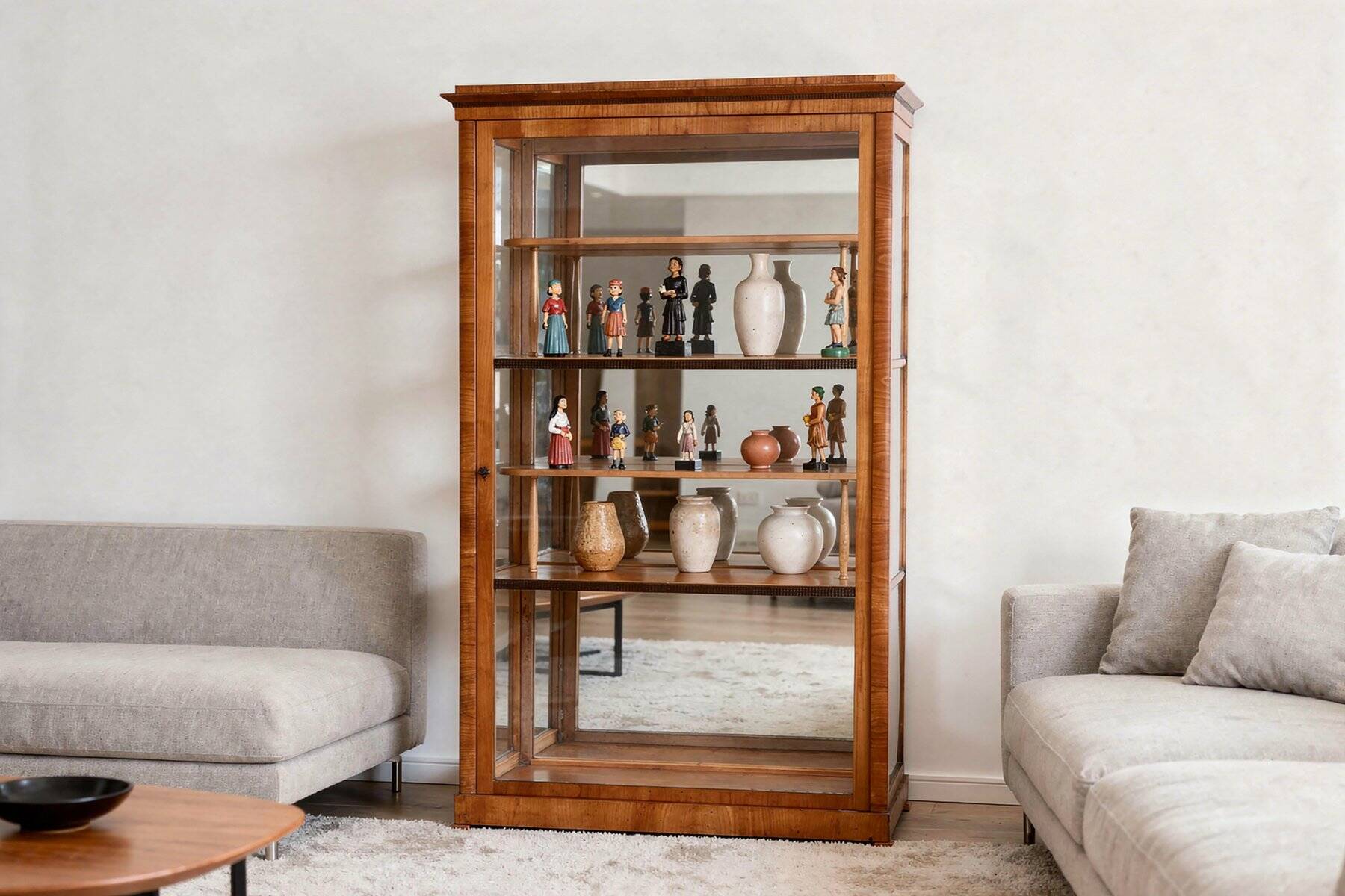 Antique Biedermeier Display Cabinet in Spruce, 1830s