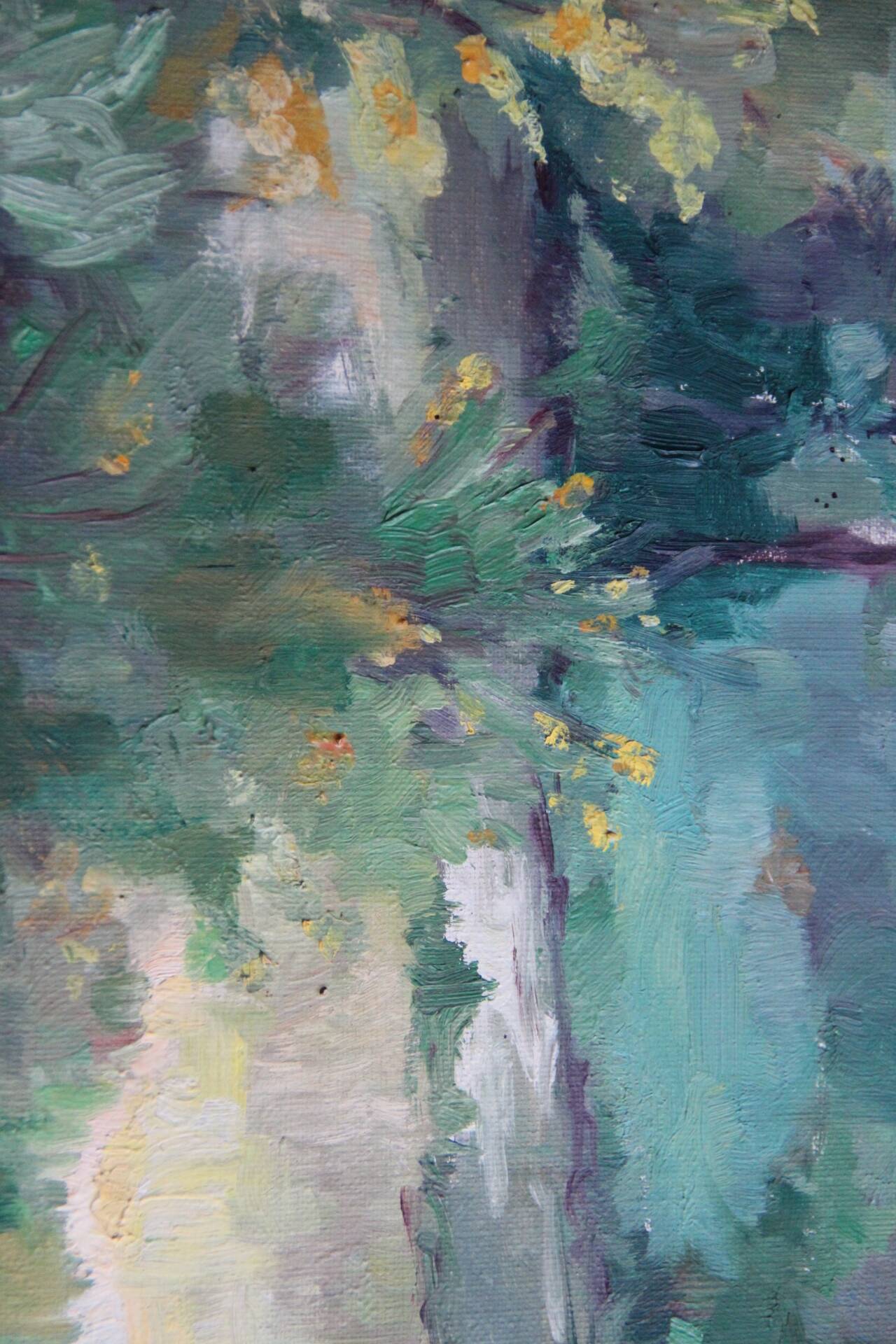 Oil on canvas, rural landscape, signed