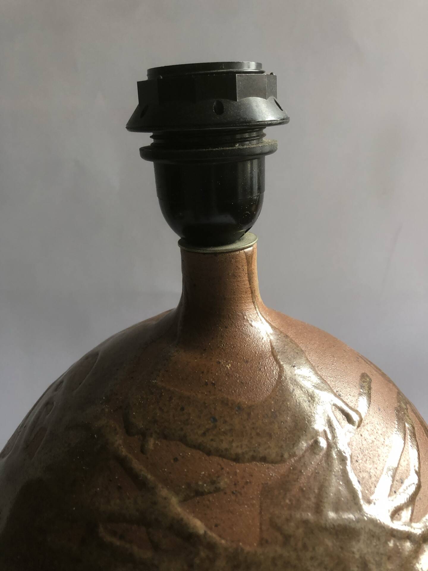 Salt-glazed stoneware lamp base from the workshop "Les Cyclades"