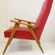Armchair in leatherette and oak of the 1950s