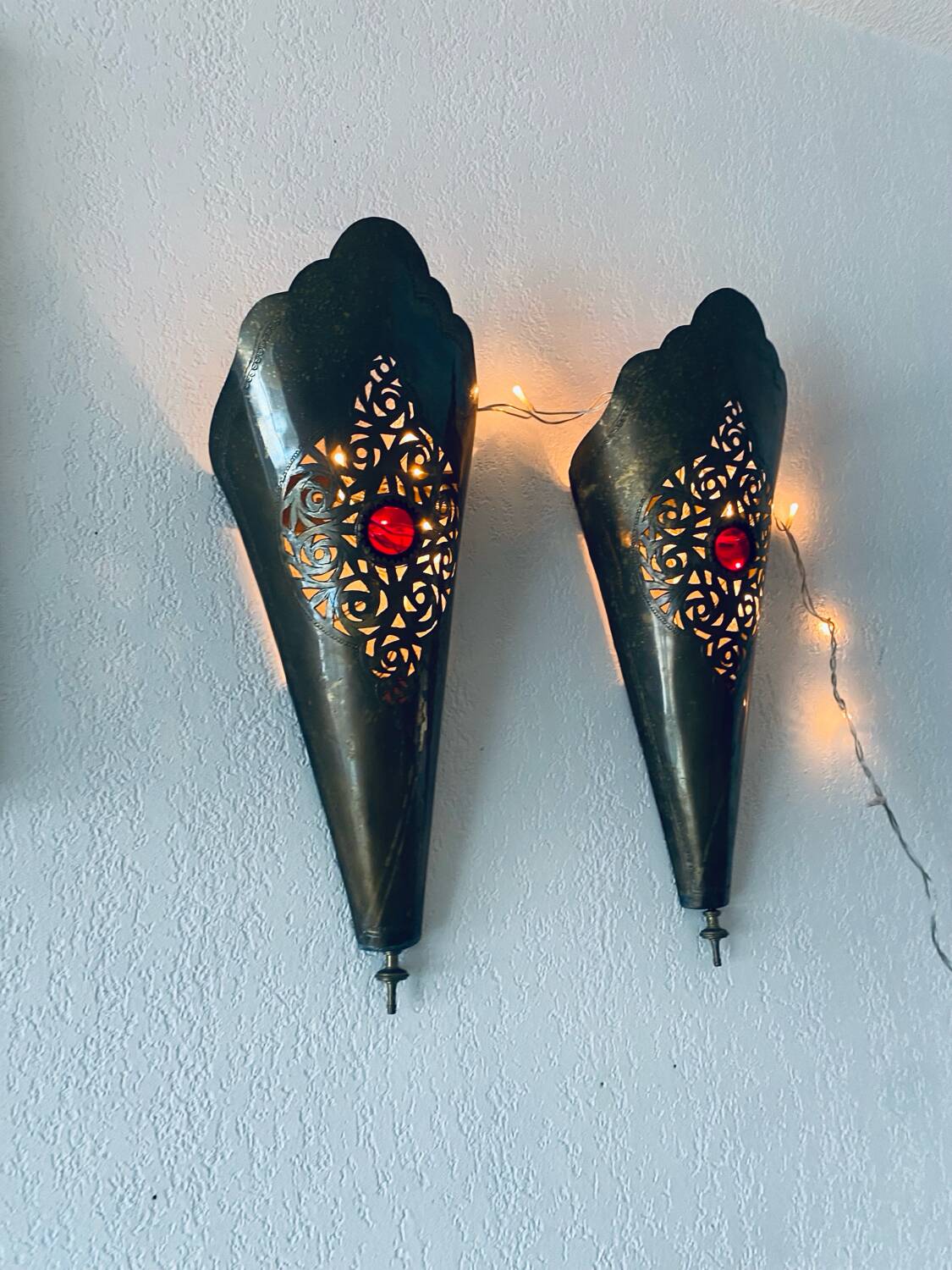 Pair of oriental wall lanterns