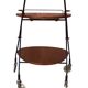 Desserte scandinave vintage en teck & métal, roulettes métal,  années 60