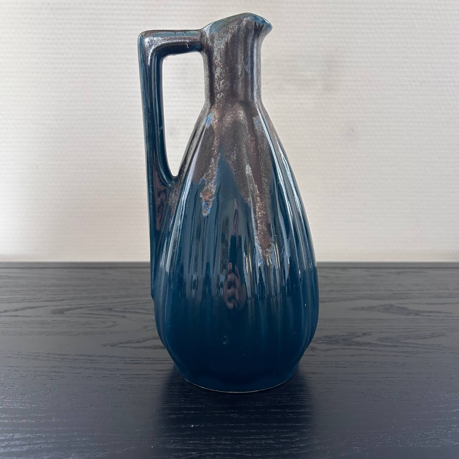 Pichet art déco bleu paon