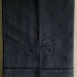 Drap Ancien En Lin Et Coton Bleu Nocturne