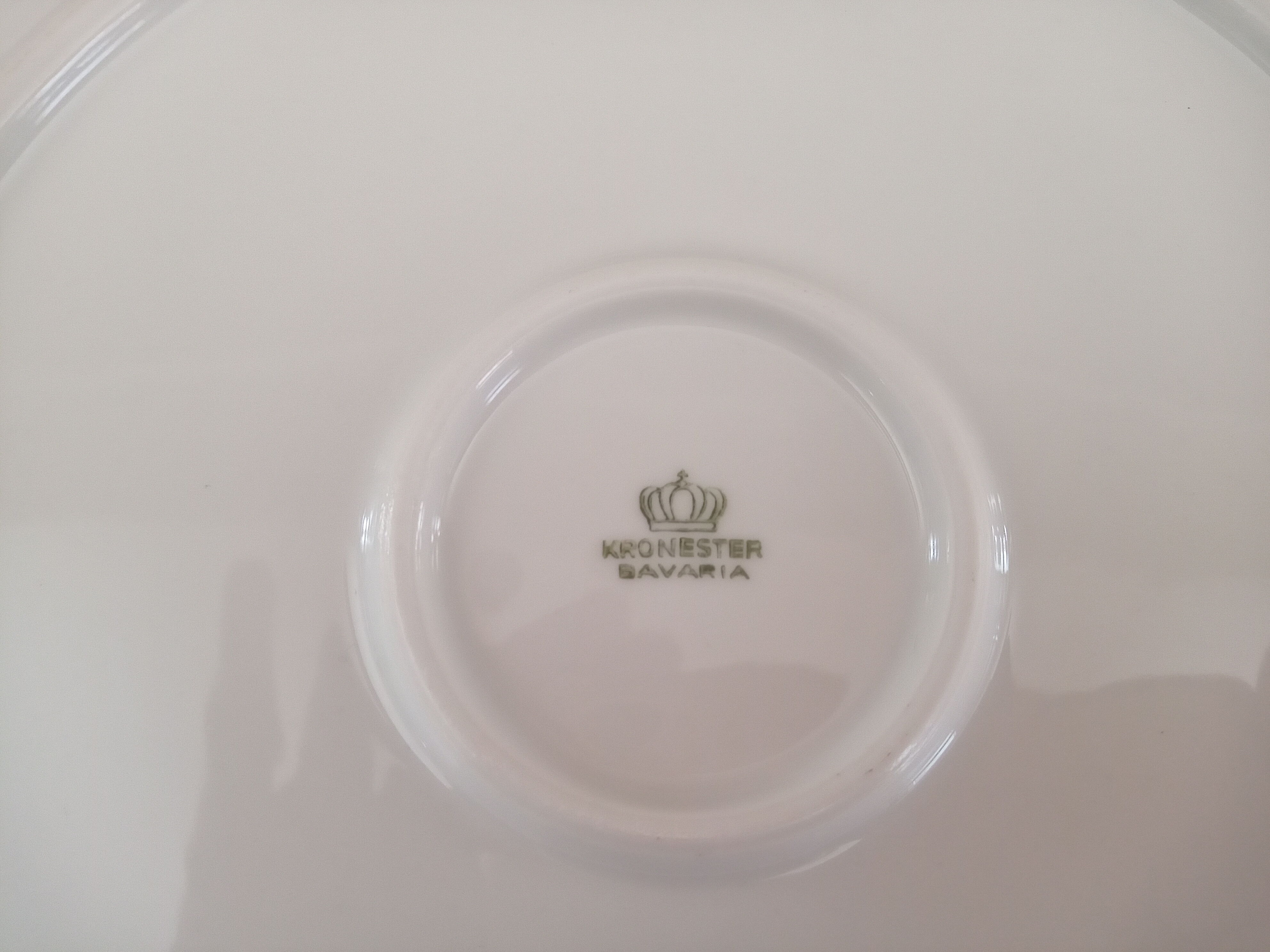 Kronester Bavaria white porcelain round dish and silver ledé