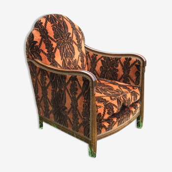 Fauteuil ancien art deco velours