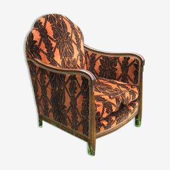Old velvet art deco armchair