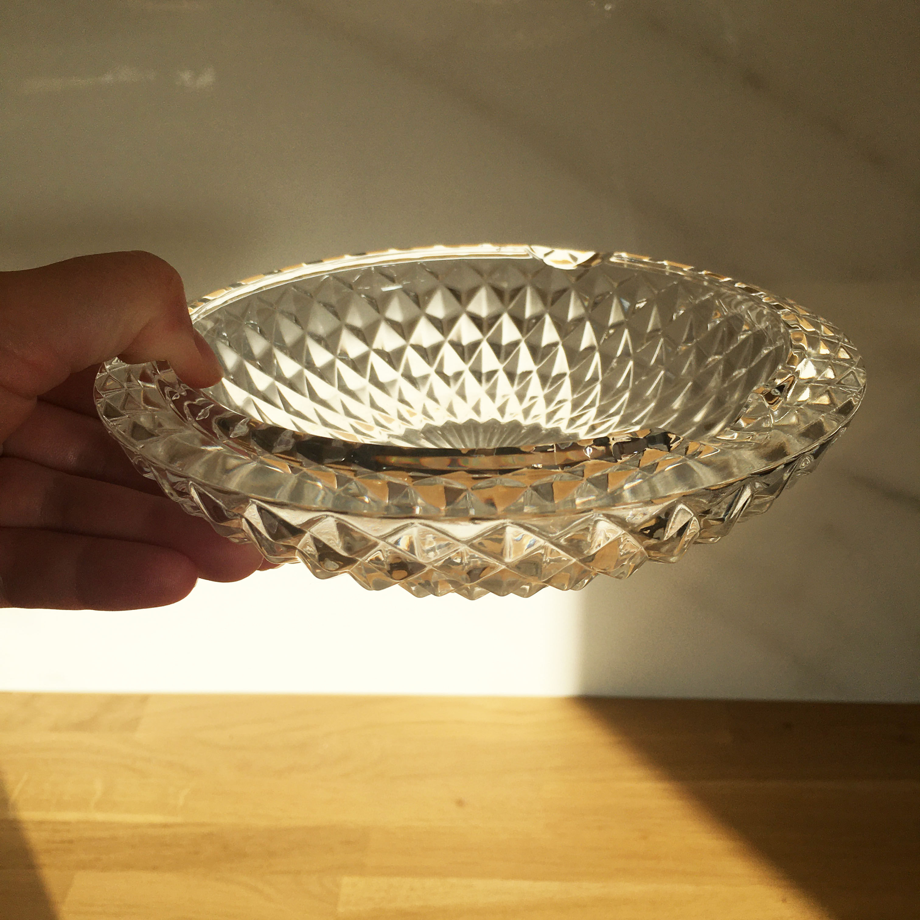 Chiseled glass ashtray