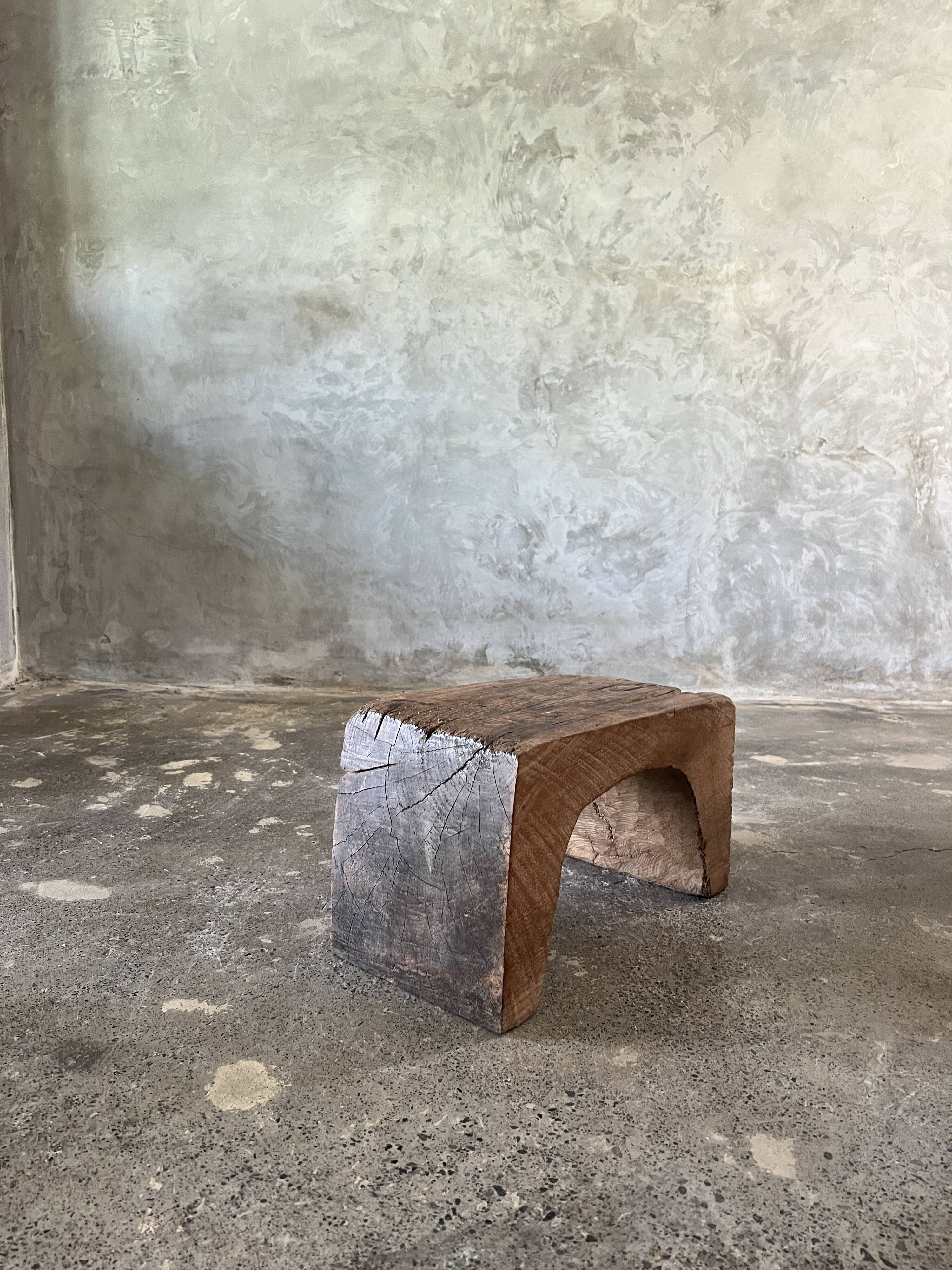 Low stool in old Asian monoxyl teak