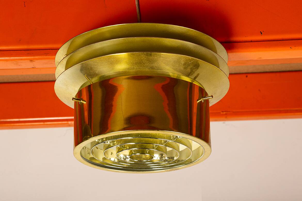 Pair of Danish brass ceiling lights model T742, Hans Agne Jakobson 1960.