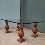 Glass and wood coffee table