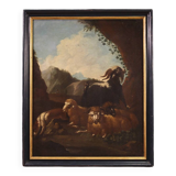 Refined bucolic landscape painting from the 17th century
