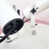 White ceiling light with 3 spotlights made in Italy, space age design