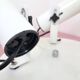 White ceiling light with 3 spotlights made in Italy, space age design