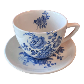 Tasse à thé et sous-tasse vaisselle anglais fleurs bleu