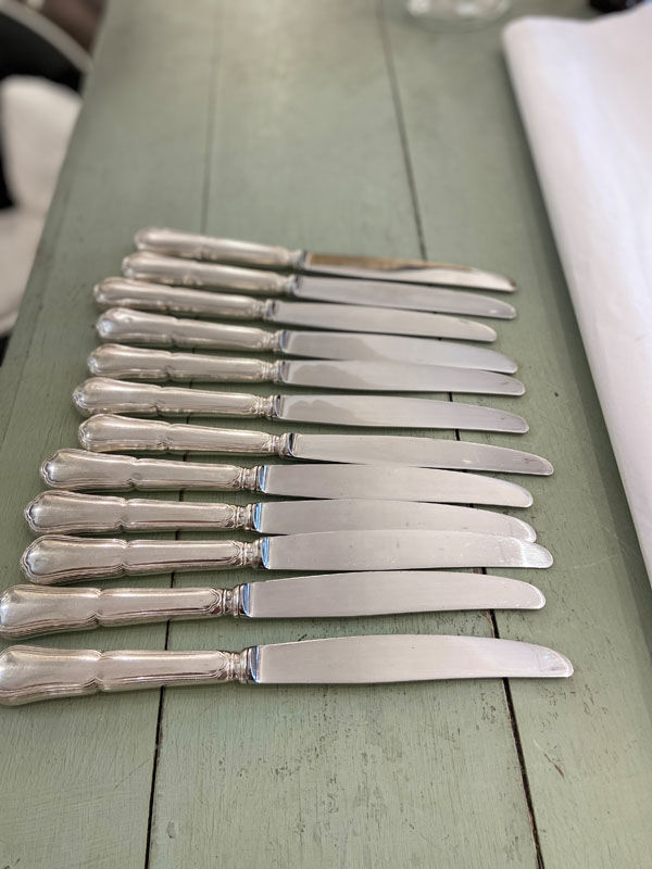 Series of 12 old knives, silver metal