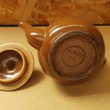 Old vintage brown ceramic romeo teapot