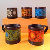 Set of 5 mugs Staffordshire 70s