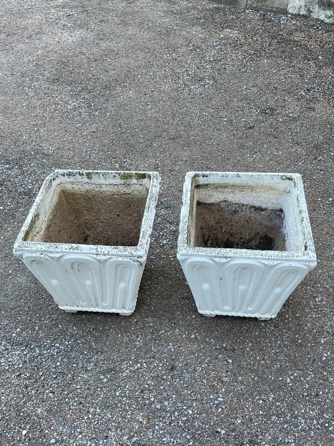 2 pot flower box garden patterned old planter