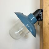 Industrial Blue Painted Factory Lamp Wall Light from Elektrosvit, 1960s