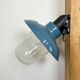 Industrial Blue Painted Factory Lamp Wall Light from Elektrosvit, 1960s
