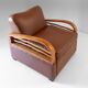Fauteuil convertible Art Déco italien en éco-cuir marron.