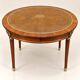 Extendable dining table – Louis XVI style – Mahogany, leather, brass