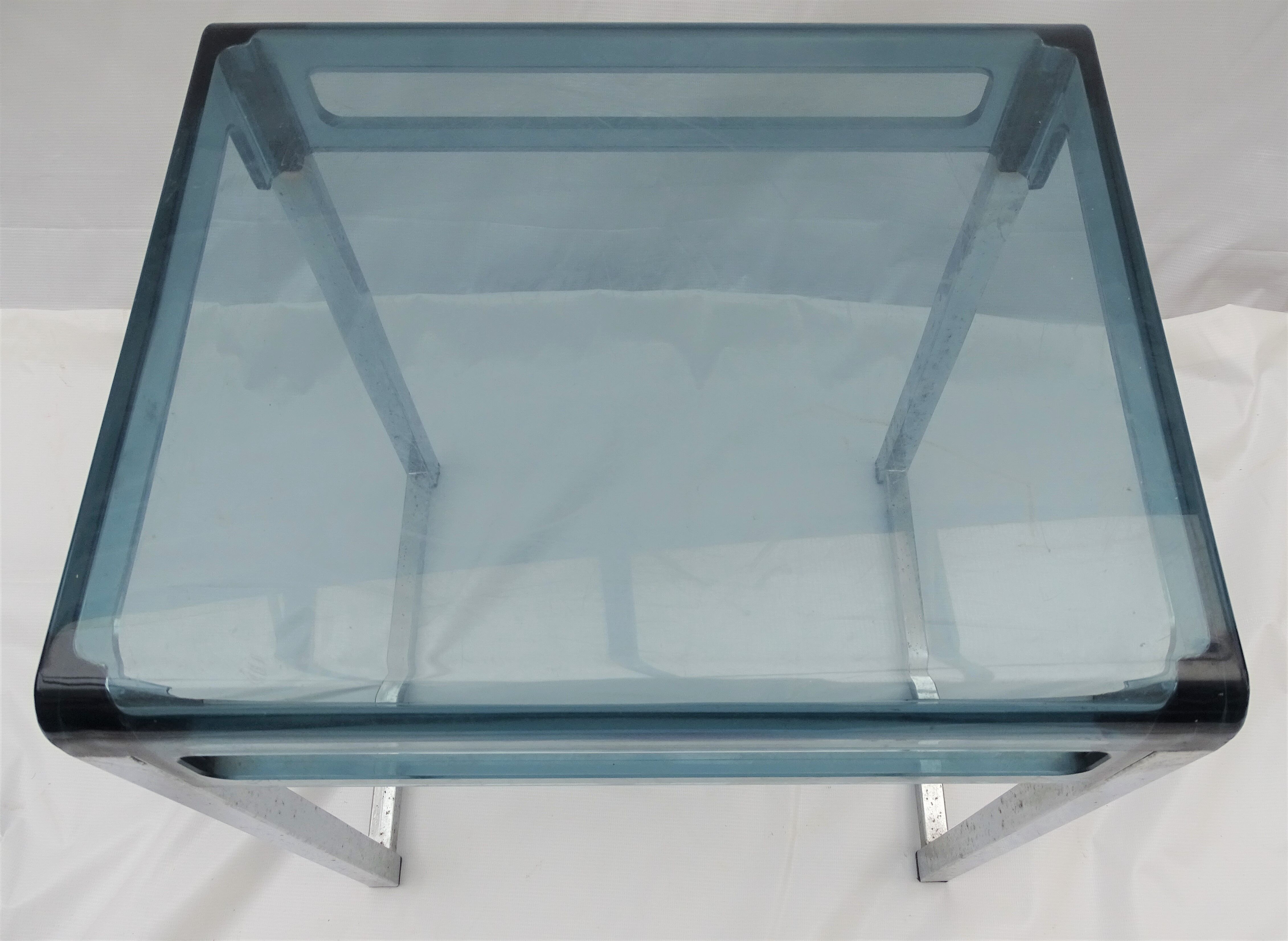 Transparent grey blue vintage side table