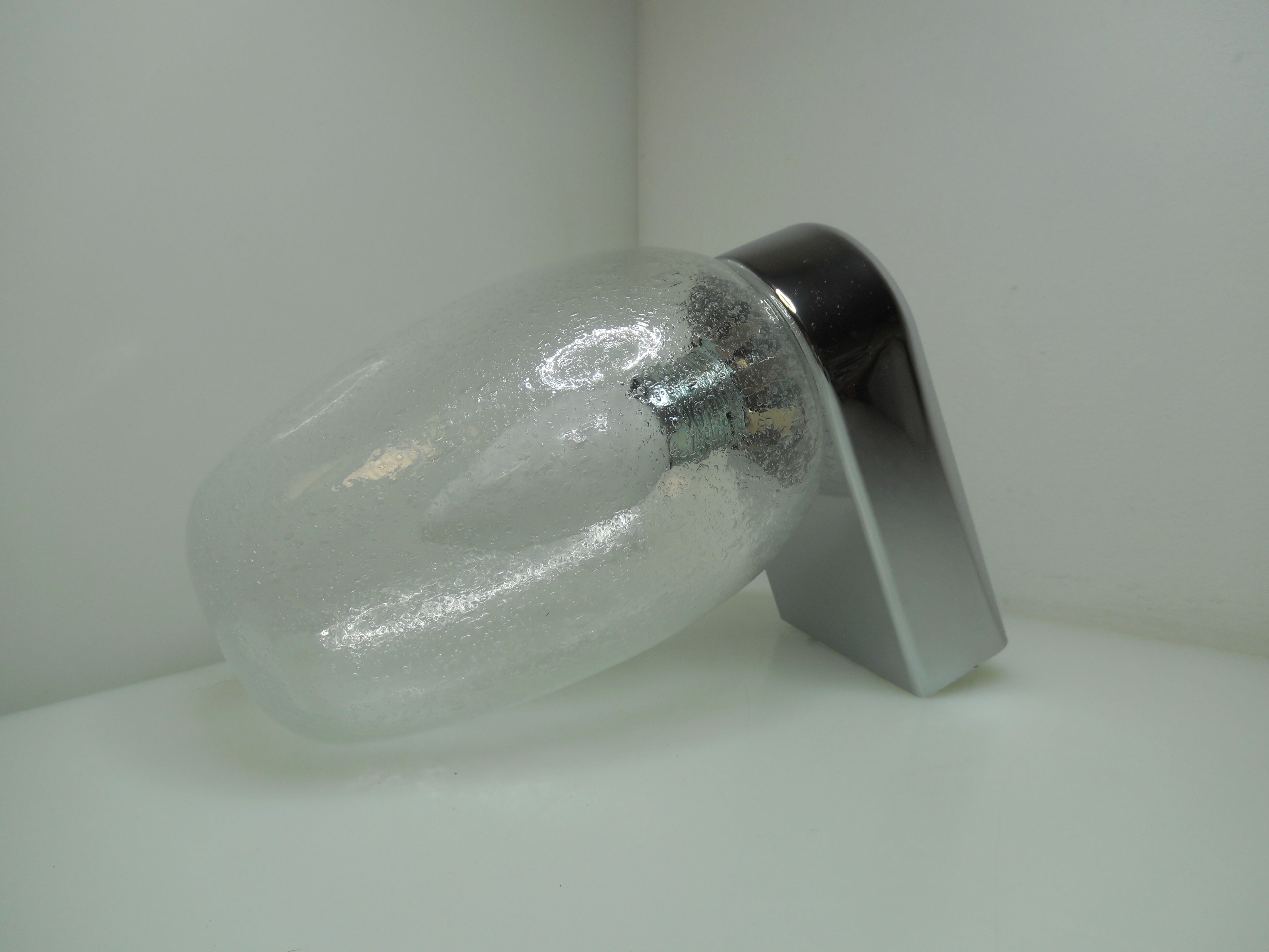 Vintage chrome and bubble glass wall lamp