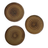Set of 3 artisanal stoneware plates signed with swirl log effect
