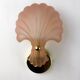 French Art Deco shell wall sconce – amber glass, 1970s