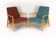 Restored Mid-Century Pink & Turquoise Beech Armchairs, 1960s, Set of 2