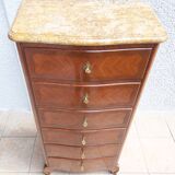 Louis XV style chest of drawers in precious wood veneer.