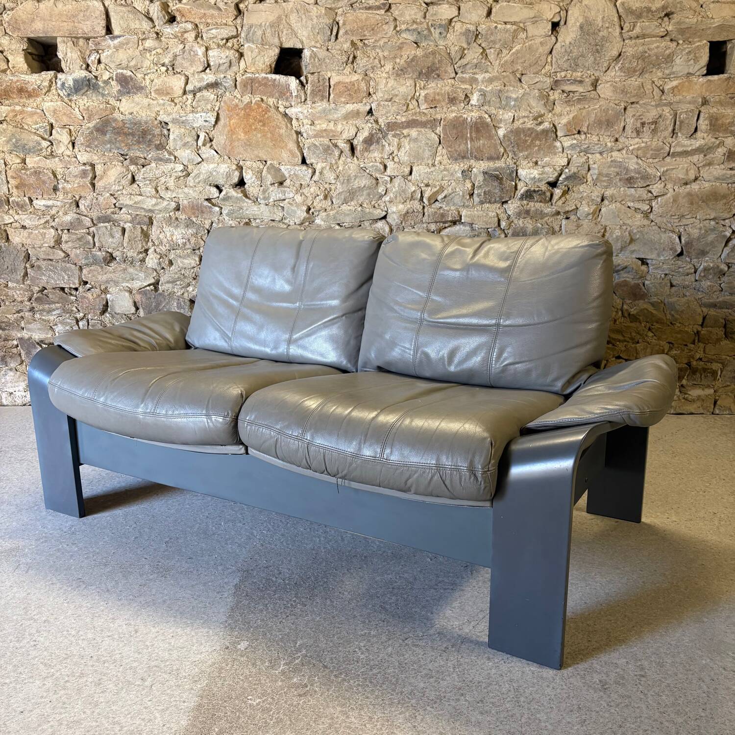 Canapé cuir 2 places Panda par Ake Fribyter pour Nelo Sweden, 1970
