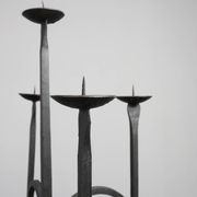 Candelabre en fer forgé néo-gothique, France, 19e siècle