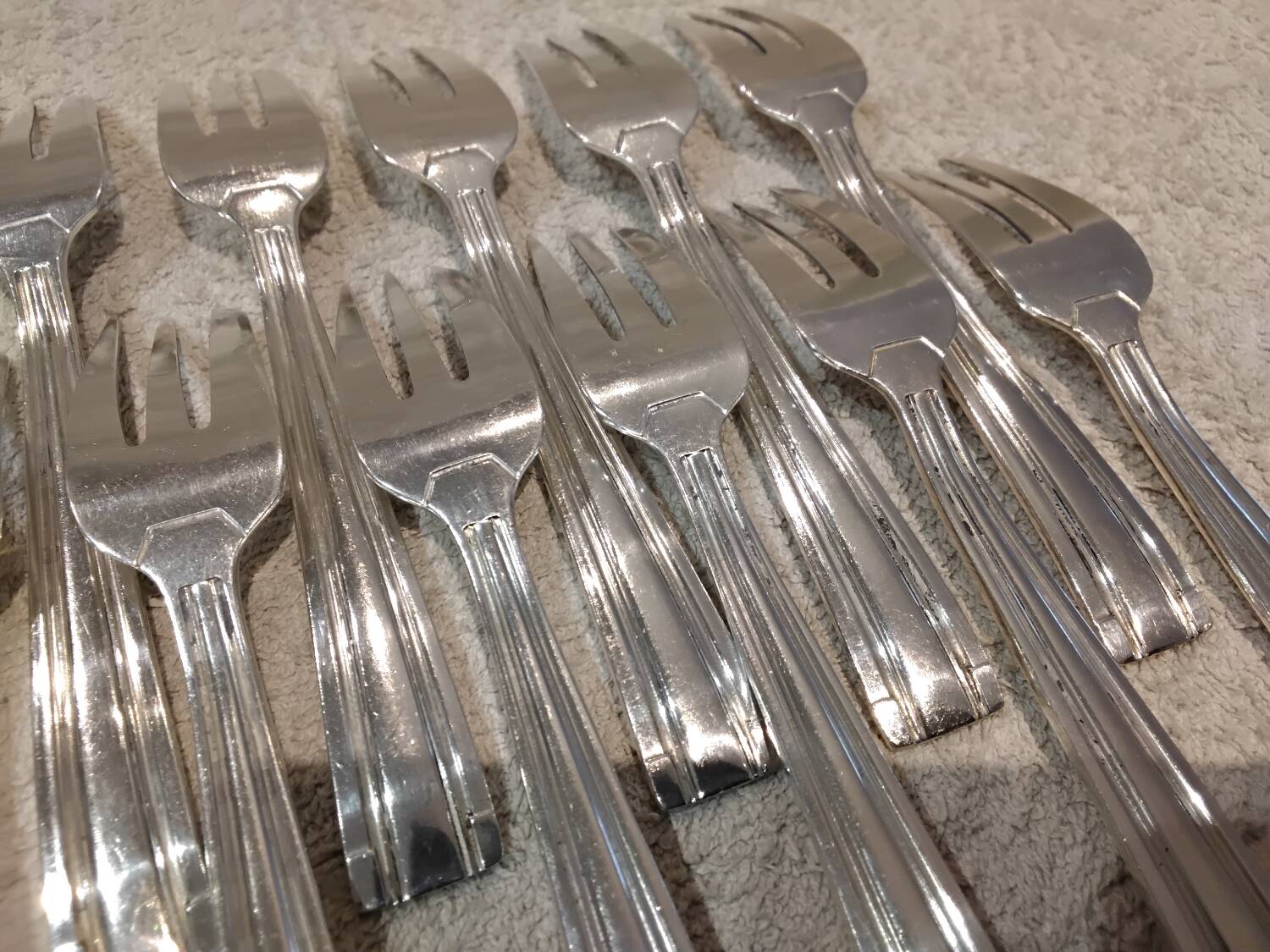 12 silver plated cake forks, goldsmith Argit, art deco style