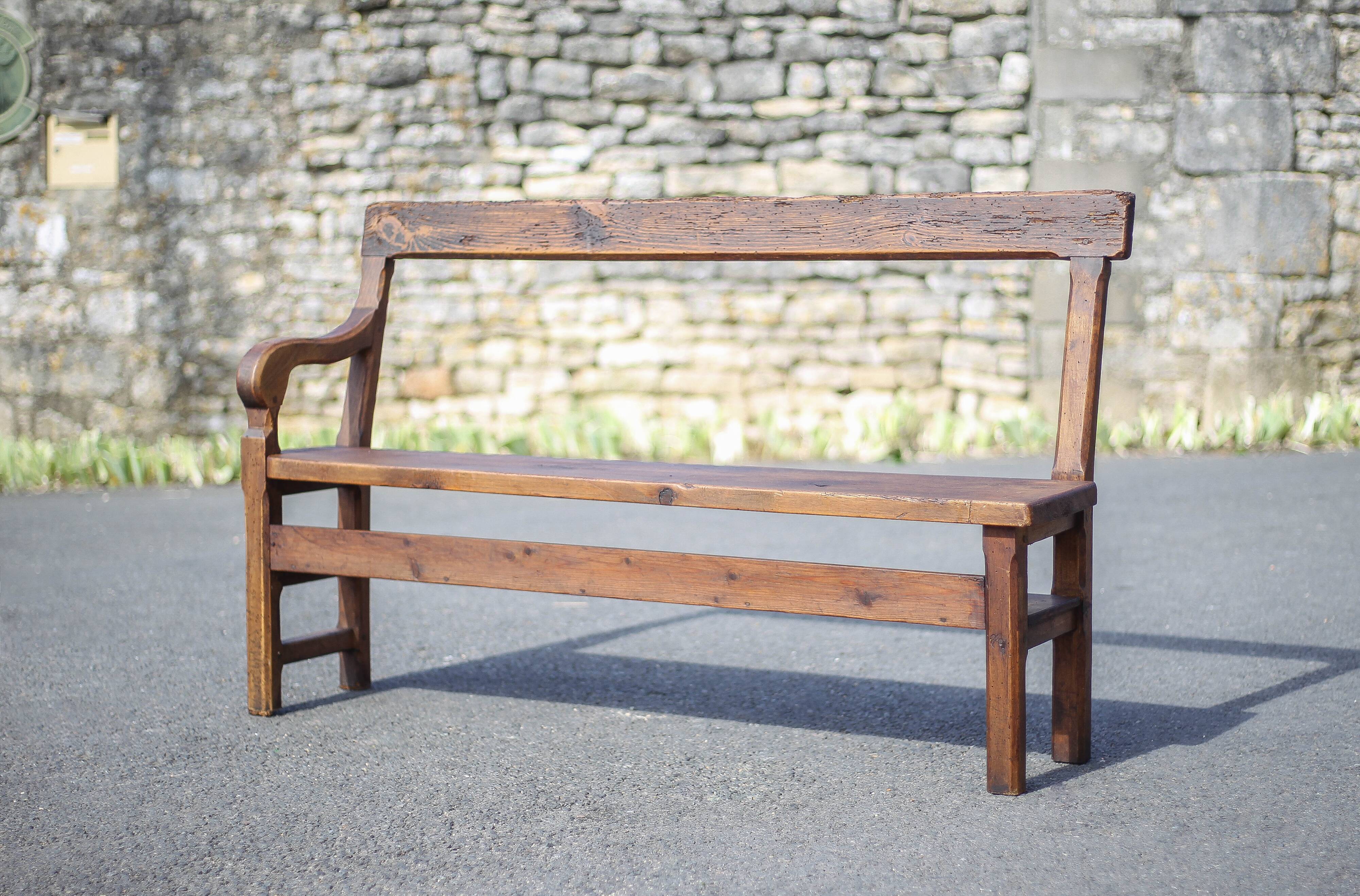 vintage wooden church bench, old wooden bench, bench, entrance hall, interior decoration