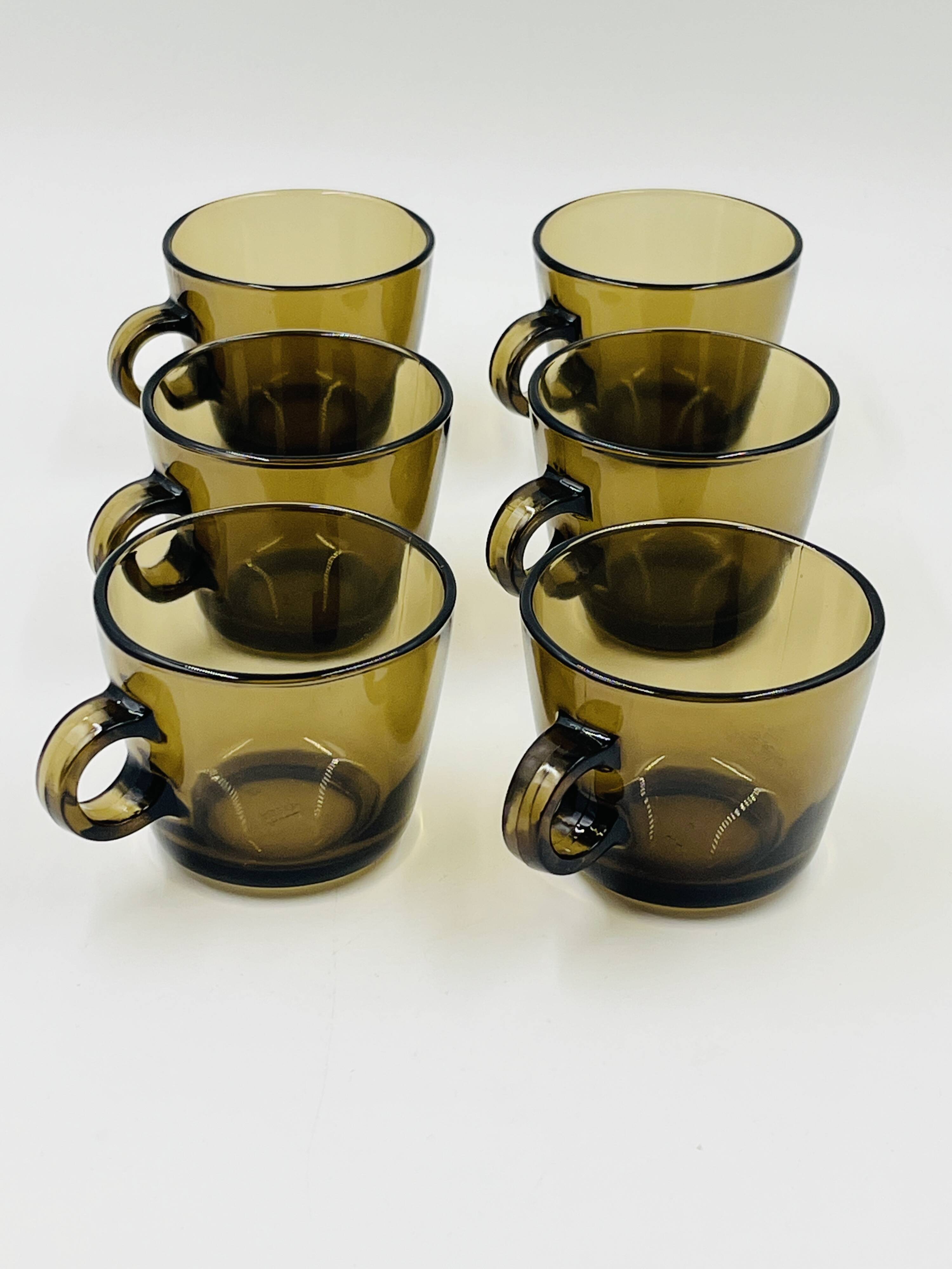 Lot of 6 Vintage Amber Glass Service Station Cups