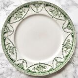 Pair of old English plates with green printed decoration, Universal English Manufacture