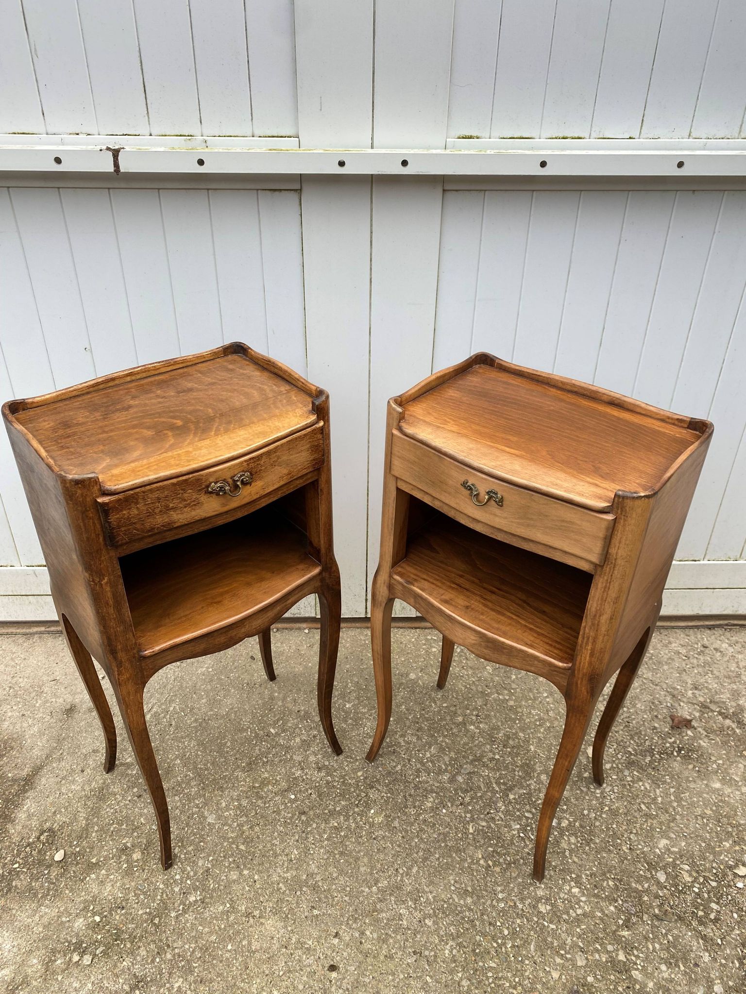Pair of bedside tables with 1 drawer and a niche, Louis XV style