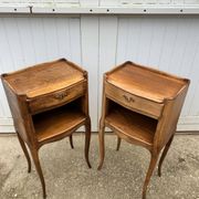 Pair of bedside tables with 1 drawer and a niche, Louis XV style