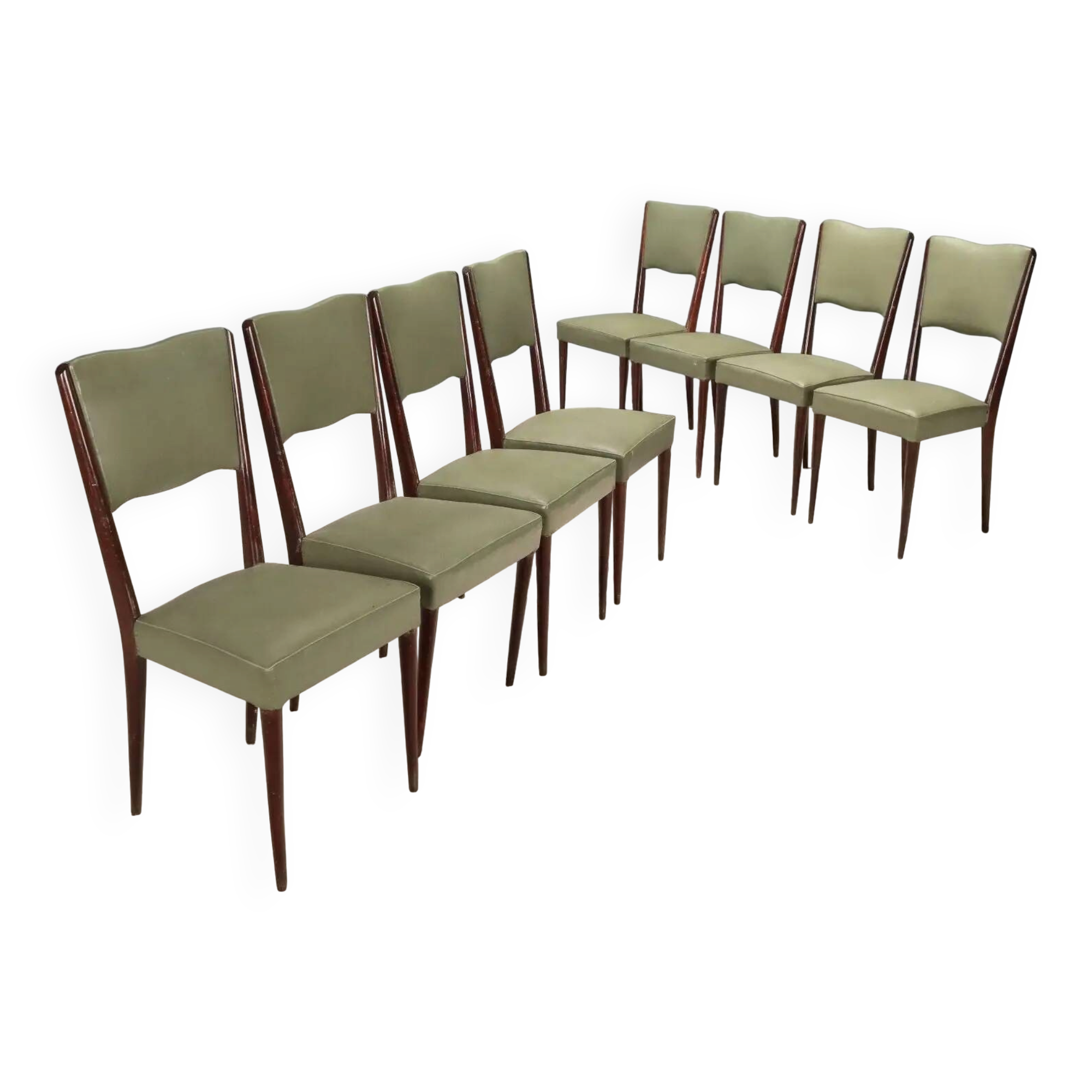 Vintage beech chairs, painted, faux leather, design, Italy, 1960s
