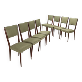 Chaises en hêtre vintage, peintes, en simili cuir, design, Italie, années 1960.