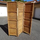 Vintage rattan and bamboo basketry screen