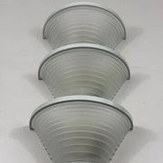 Set of 3 Egisto 28 Wall Lights by Angelo Mangiarotti for Artemide 1985 Satin White Glass Lacquered Metal Post-Modern Design Collector's Item