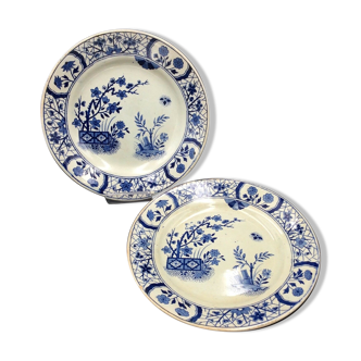 Sarreguemines U&C 2 Old Dessert Plates Faience Model DAMAS