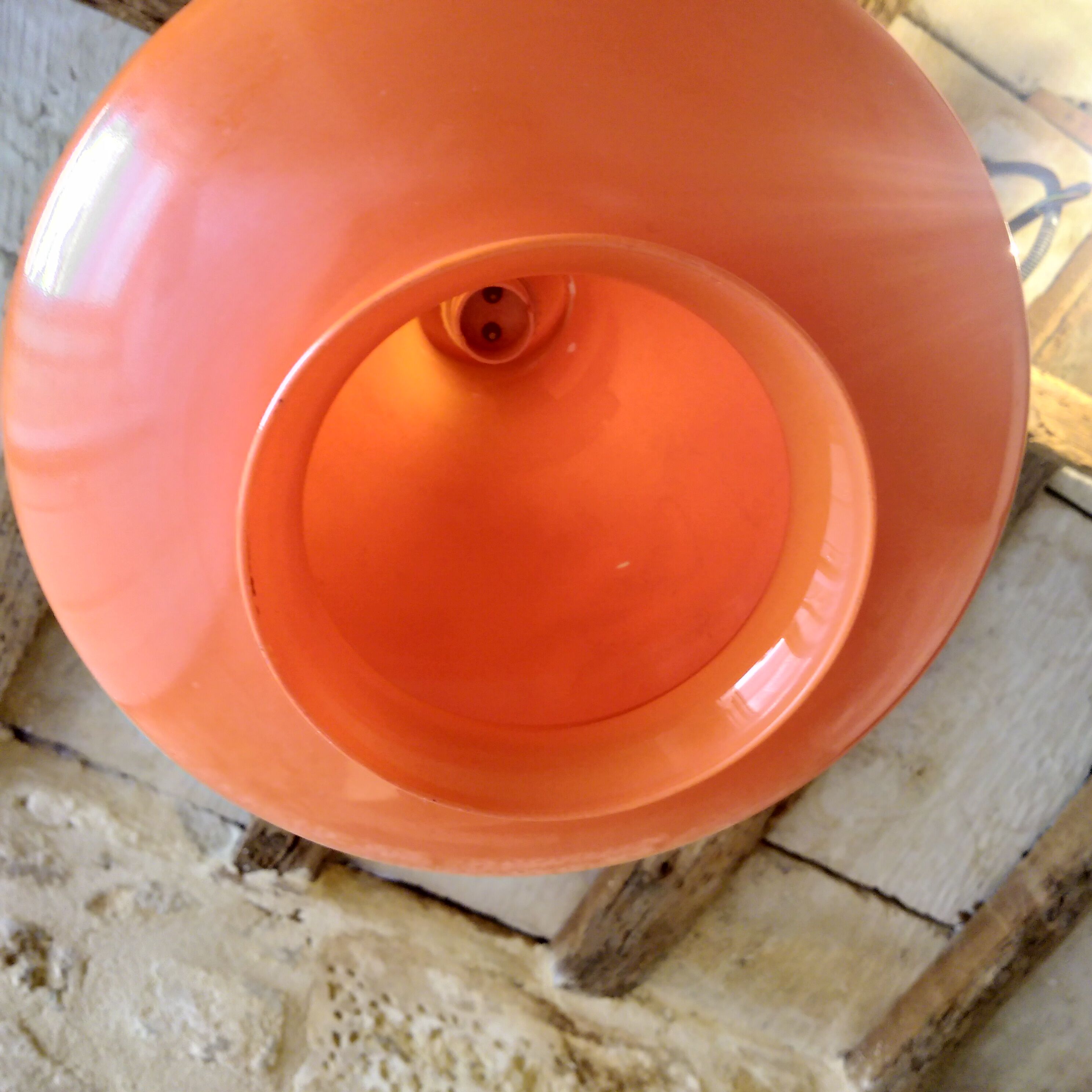 Orange opaline chandelier 1970