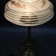 Lampe de table en laiton restaurée des années 1940 avec abat-jour en verre